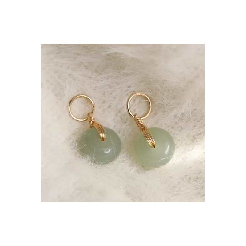 Boucles d'oreilles jade crochets dorés