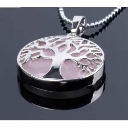 Pendentif Arbre de Vie Quartz Rose